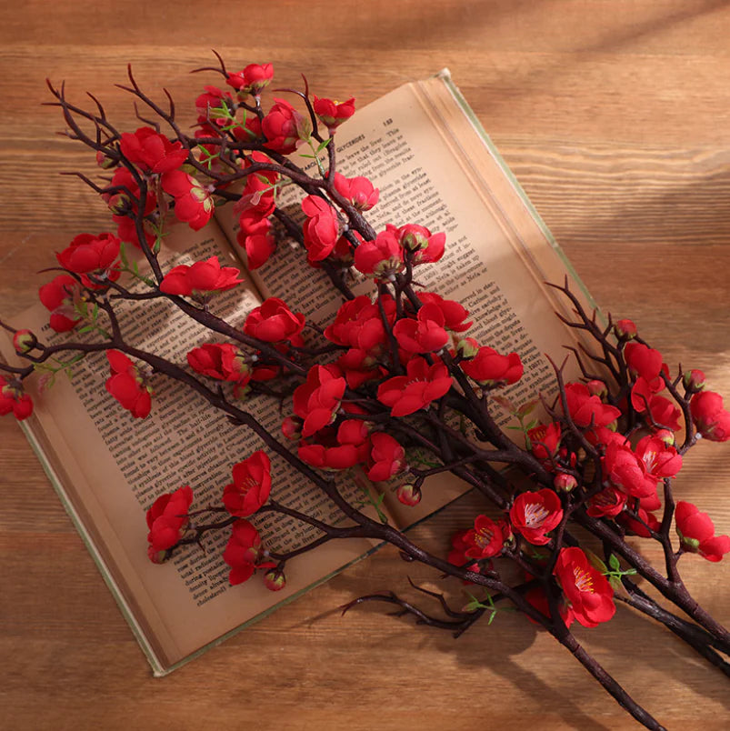 Silk Plum Blossom Branch Décor