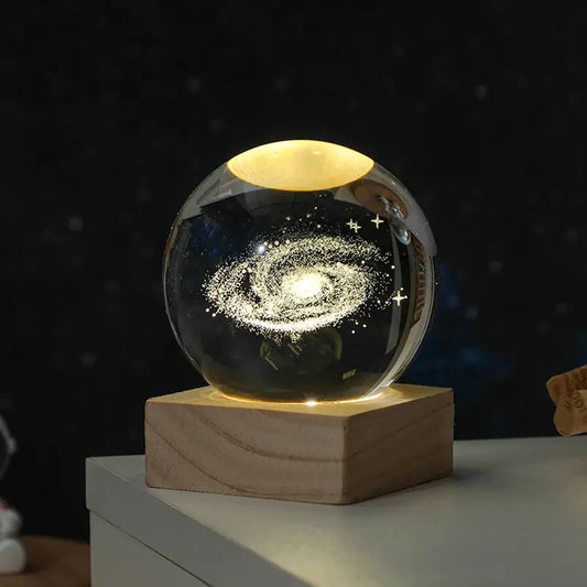 Crystal Ball LED Night Light with Wooden Base