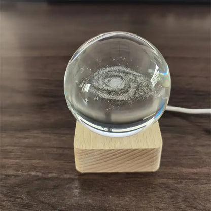 Crystal Ball LED Night Light with Wooden Base