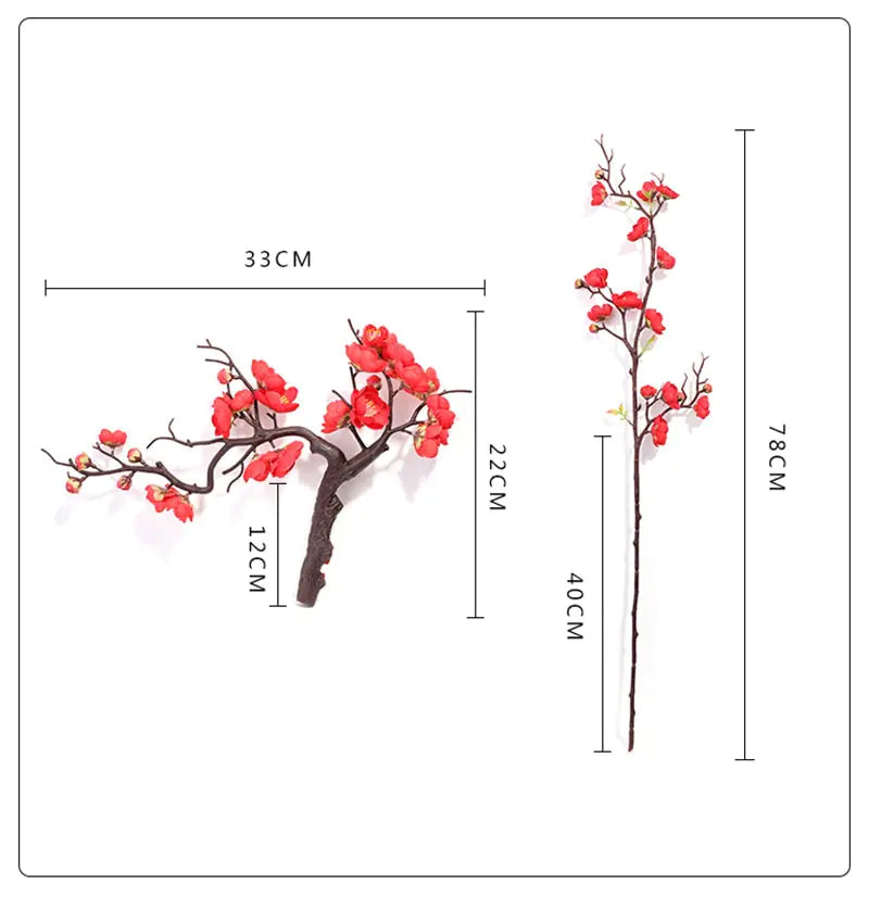 Silk Plum Blossom Branch Décor