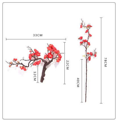 Silk Plum Blossom Branch Décor