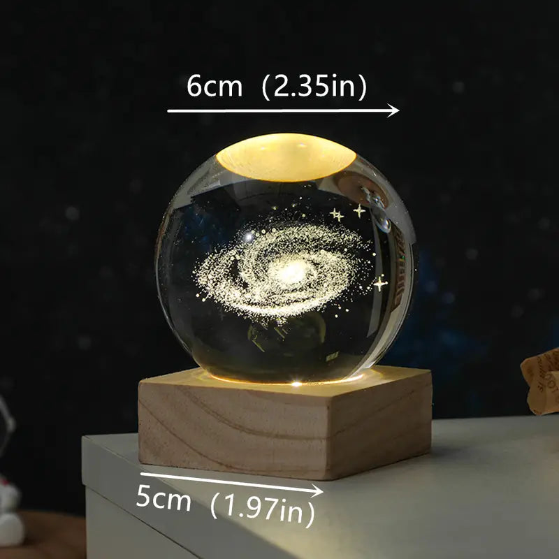 Crystal Ball LED Night Light with Wooden Base