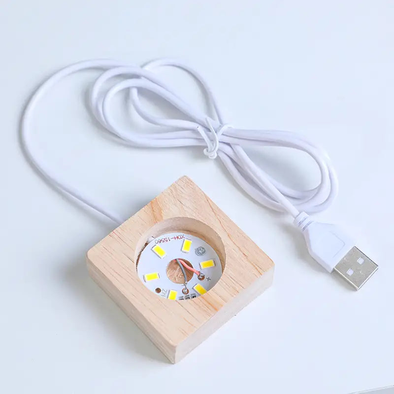 Crystal Ball LED Night Light with Wooden Base