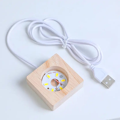 Crystal Ball LED Night Light with Wooden Base